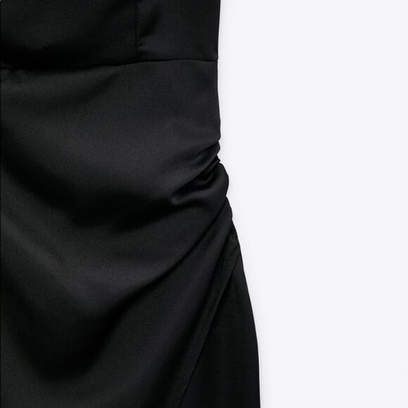 ZARA BLOGGER FAVORITE SATIN EFFECT CUT OUT MIDI DRESS - Picture 11 of 12